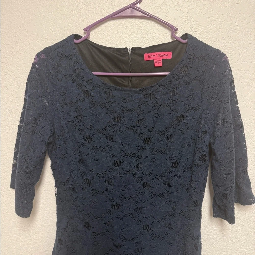 Betsey Johnson Navy Lace Fit & Flare Dress Size 10